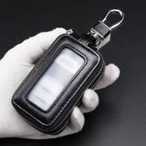 Cowhide Double Zipper Key Case Large Capacity Waist Padlock Key Case