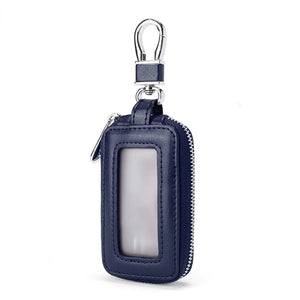 Cowhide Double Zipper Key Case Large Capacity Waist Padlock Key Case