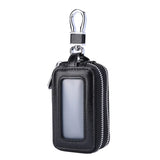 Cowhide Double Zipper Key Case Large Capacity Waist Padlock Key Case