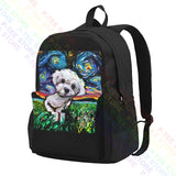 Maltipoo Starry Night Maltese Poodle Dog Art Large Backpack Print Bag