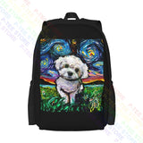 Maltipoo Starry Night Maltese Poodle Dog Art Large Backpack Print Bag