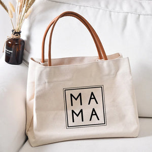 Mama Tote Bag for Mother Women Lady Canvas Reusable Shopping Beach Travel Bag