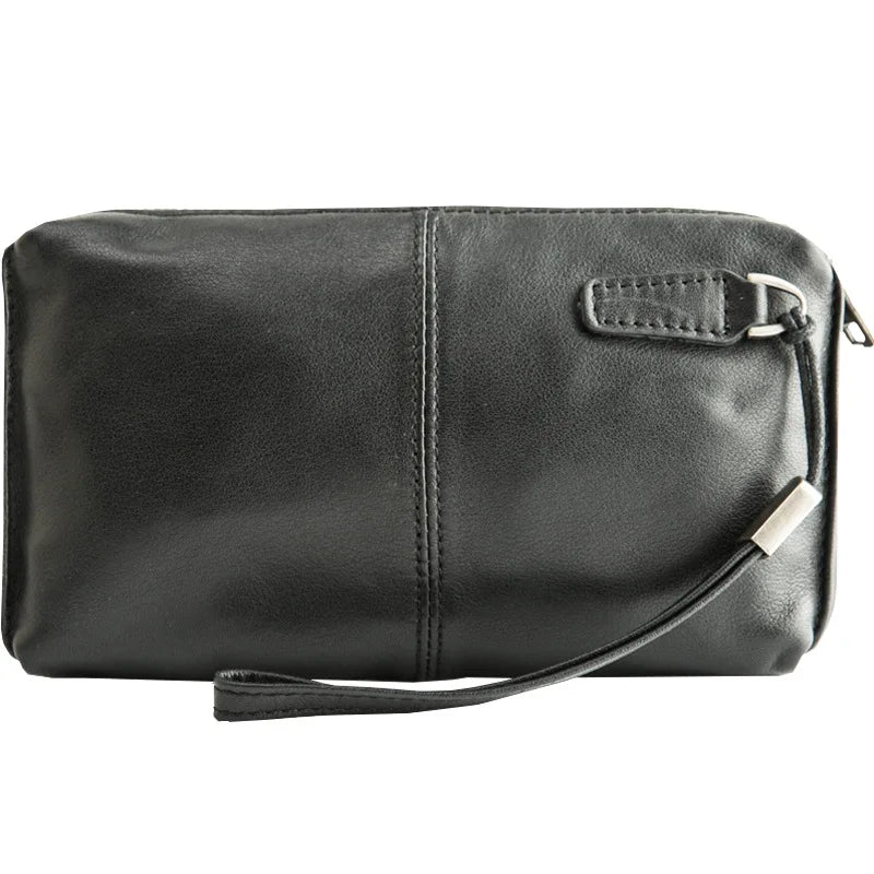 Men Leather Wallet Soft Casual Purse Long Zip Wallet Mobile Phone Bag