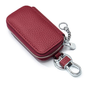 Leather Key Wallet Zipper Mini Men Women Key Holder