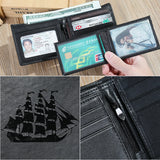 Men Short Wallet Leather Gift Youth Business Smooth Sailing Credit Card Bag