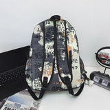 Large-Capacity Nylon Waterproof Backpack for Students, Graffiti Design