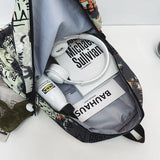 Large-Capacity Nylon Waterproof Backpack for Students, Graffiti Design
