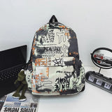 Large-Capacity Nylon Waterproof Backpack for Students, Graffiti Design