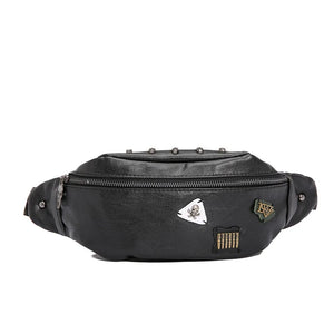 Leather Skull Chest Bag for Men Travel Crossbody Messenger Bag