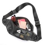 Leather Skull Chest Bag for Men Travel Crossbody Messenger Bag