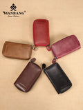 Vintage Leather Key Wallet Keychain Zipper Key Case Bag