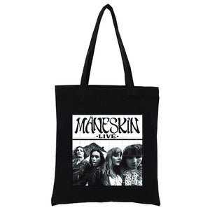 Maneskin Ladies Handbags Canvas Tote Bag Eco Reusable Shopper Bolsas De Tela