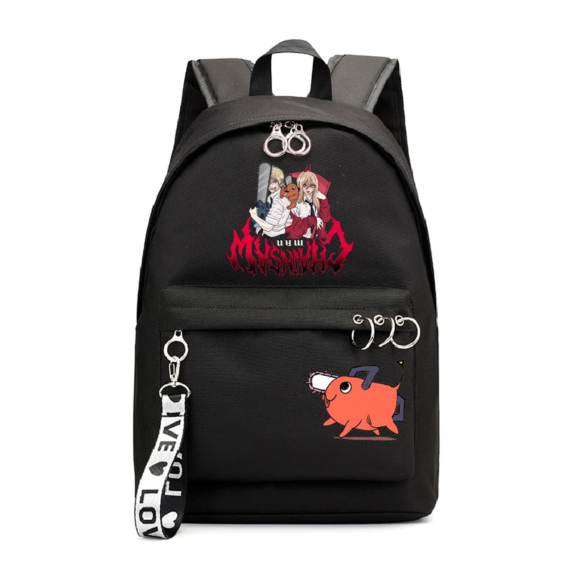 Chainsaw Man Backpack Girls School Bags Anime Harajuku Bookbag for Women