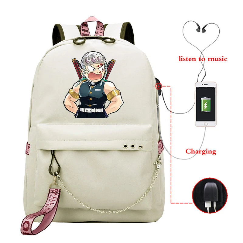 Demon Slayer Backpack Women's Folding Schoool Bag Large Capacity Anime