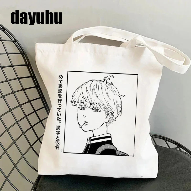 Tokyo Revengers Graphic Tote Bag Eco Canvas Shoulder Shopper Gothic Ulzzang