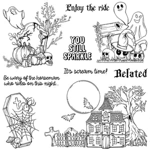 Mangocraft Halloween Castle Metal Cutting Dies & Clear Stamp Set