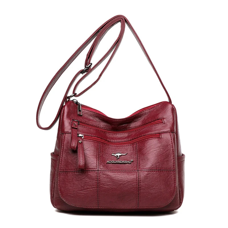 Soft Leather Crossbody Bag for Women with Multiple Pockets