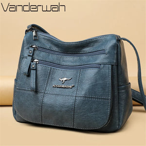 Women's Leather Shoulder Crossbody Bag Winter Style Messenger Handbag