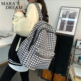 Mara's Dream Backpack Women Nylon Plaid Computer Bag Student