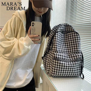 Mara's Dream Backpack Women Nylon Plaid Computer Bag Student