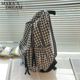 Mara's Dream Backpack Women Nylon Plaid Computer Bag Student
