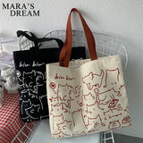 Mara's Dream Canvas Cat Handbag Tote Bag Eco Shoulder Bag