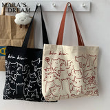 Mara's Dream Canvas Cat Handbag Tote Bag Eco Shoulder Bag