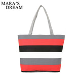 Mara's Dream Canvas Shopper Bag Striped Rainbow Beach Bags Tote Women Ladies Gir