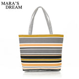 Mara's Dream Canvas Shopper Bag Striped Rainbow Beach Bags Tote Women Ladies Gir