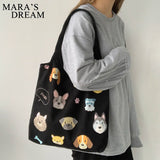 Mara's Dog Cartoon Canvas Tote Shoulder Bag