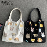Mara's Dog Cartoon Canvas Tote Shoulder Bag
