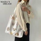 Mara's Dog Cartoon Canvas Tote Shoulder Bag