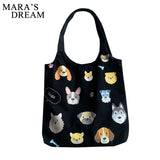 Mara's Dog Cartoon Canvas Tote Shoulder Bag