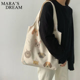 Mara's Dog Cartoon Canvas Tote Shoulder Bag