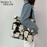 Mara's Dream Cartoon Painting Tote Shopping Bags Large Canvas Shoulder Bags