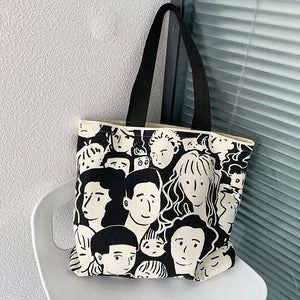 Mara's Dream Cartoon Painting Tote Shopping Bags Large Canvas Shoulder Bags