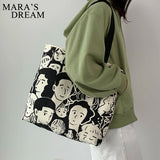 Mara's Dream Cartoon Painting Tote Shopping Bags Large Canvas Shoulder Bags