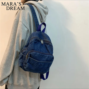 Mara's Dream Large Denim Women Backpack - Daily Travel Bag