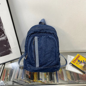 Denim Canvas Women Backpack High Capacity For Teenager Girls