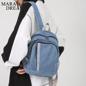 Denim Canvas Women Backpack High Capacity For Teenager Girls