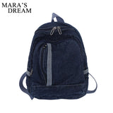 Denim Canvas Women Backpack High Capacity For Teenager Girls