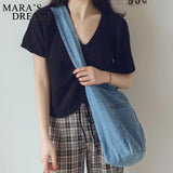 Mara's Dream Denim Messenger Bag - Unisex Casual Shoulder Bag