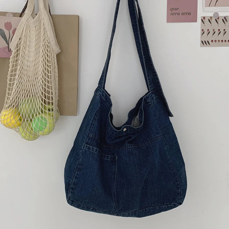 Mara's Dream Denim Messenger Bag - Unisex Casual Shoulder Bag