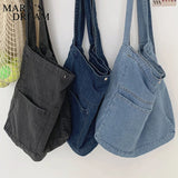 Mara's Dream Denim Messenger Bag - Unisex Casual Shoulder Bag