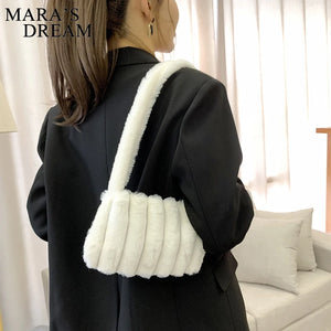Mara's Dream Faux Fur Shoulder Bag Soft Plush Lady Handbag