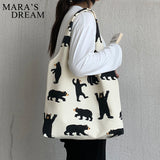 Mara's Dream Korea Ulzzang Big bear pattern Female Shopping Canvas Tote