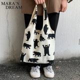 Mara's Dream Korea Ulzzang Big bear pattern Female Shopping Canvas Tote