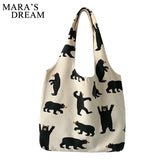 Mara's Dream Korea Ulzzang Big bear pattern Female Shopping Canvas Tote