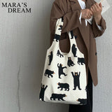 Mara's Dream Korea Ulzzang Big bear pattern Female Shopping Canvas Tote