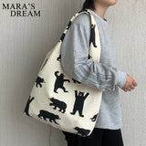 Mara's Dream Korea Ulzzang Big bear pattern Female Shopping Canvas Tote